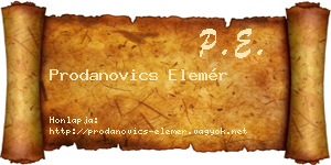 Prodanovics Elemér névjegykártya
