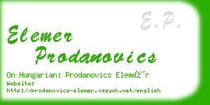 elemer prodanovics business card